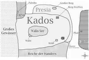 Fantasy-Weltkarte aus "Die Legende von Kados" mit transparentem Hintergrund und Beschriftung